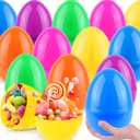12 PCS Jumbo Easter Eggs 6 Inch Giant Plastic Bright Solid Easter Eggs Assorted Colors Large Fillable Easter Egg for Easter Party Favor Easter Eggs Hunt Easter Basket Stuffers Fillers Classroom Prize