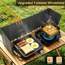 2 Burner 24000 BTU Propane Camping Stove, Foldable Camp Stove with 2-in-1 Frying Pan & Pot, Adjustable Burner Dual Gas Stove,Camp Cooking Set with Windshield, Carry Bag for Tailgating, Picnic, Black