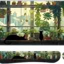 ToLuLu Extended Gaming Mouse Pad, Memory Foam Ergonomic Keyboard Mouse Wrist Rest Support Set, Large Desk Mat with Stitched Edges, Non-Slip Base Mousepad Home Office, Cute Green Japanese Kawaii Cat