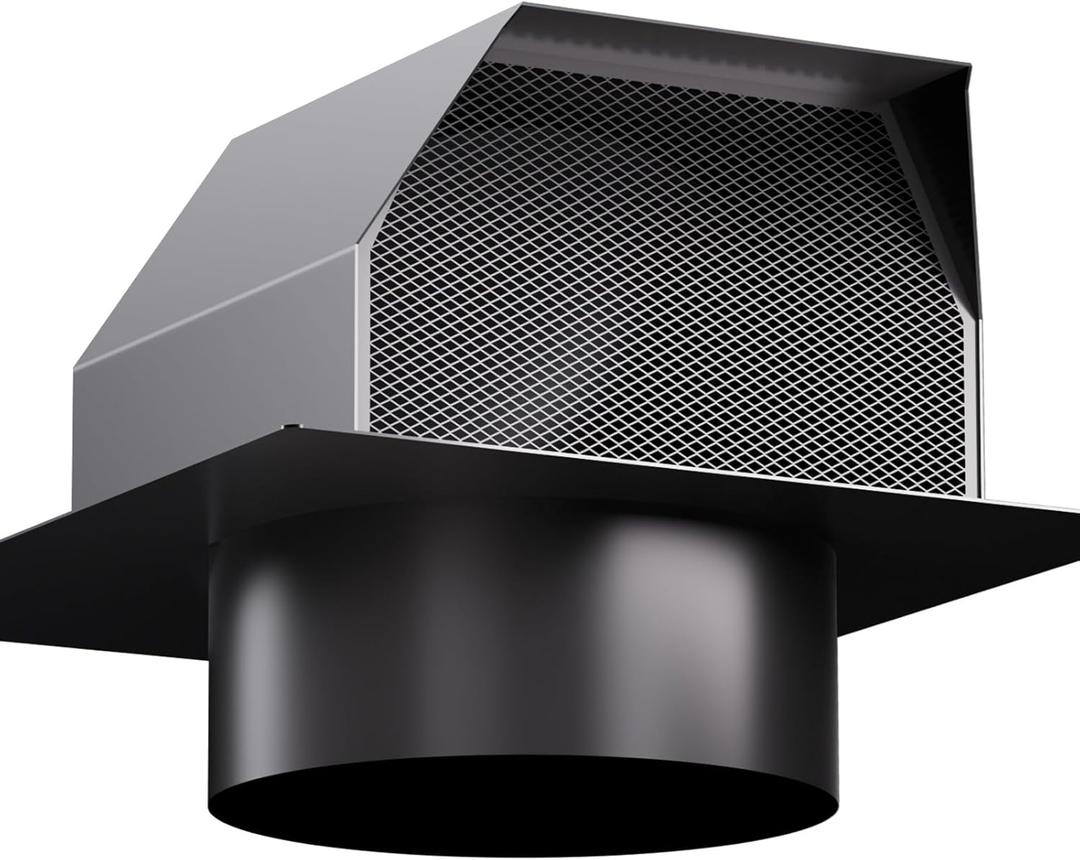 Hon&Guan 4 Inch Roof Vent Cap, Upgraded Airflow Roof Vents for Houses Watertight Galvanized Steel Roof Exhaust Vent for Ventilation System-with Damper