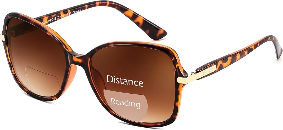 FEISEDY Women Bifocal Sunglasses Reader, Butterfly Sun Reader, Fashion Outdoor Reading Glasses, UV400 Protection B0351