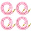 4 Pack 5 Feet Pink Velvet Stanchion Rope, Crowd Control Ropes with Gold Clasps, Foam Core Queue Safety Sarriers Stanchion Post Rope for Party Event and Red Carpet