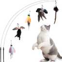 Cat Feather Toys, Indoor Cat Interactive Toys, 2 PCS Flexible Wire and 5 PCS Cat Feather Toys, for Bored Indoor Cats, Indoor Cat Chase Toys