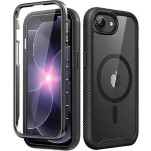 for iPhone 16e & 17e Case with Built-in Sensitive Screen Protector, Full-Body Dual Front & Back Protective Phone Case [Magnetic with MagSafe] Drop Proof 17 E/ 16 E Cover 6.1 Inch, Black