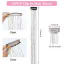 2 x ZYXQZYX Hair Tinsel Kit Pack of 18 Pcs Hair Tinsel Clip in 19.6Inch Glitter Tinsel Hair Extensions Heat Resistant Clip in Hair Tinsel Sparkle Fairy Hair Accessories for Kids Girls Women (Pink)