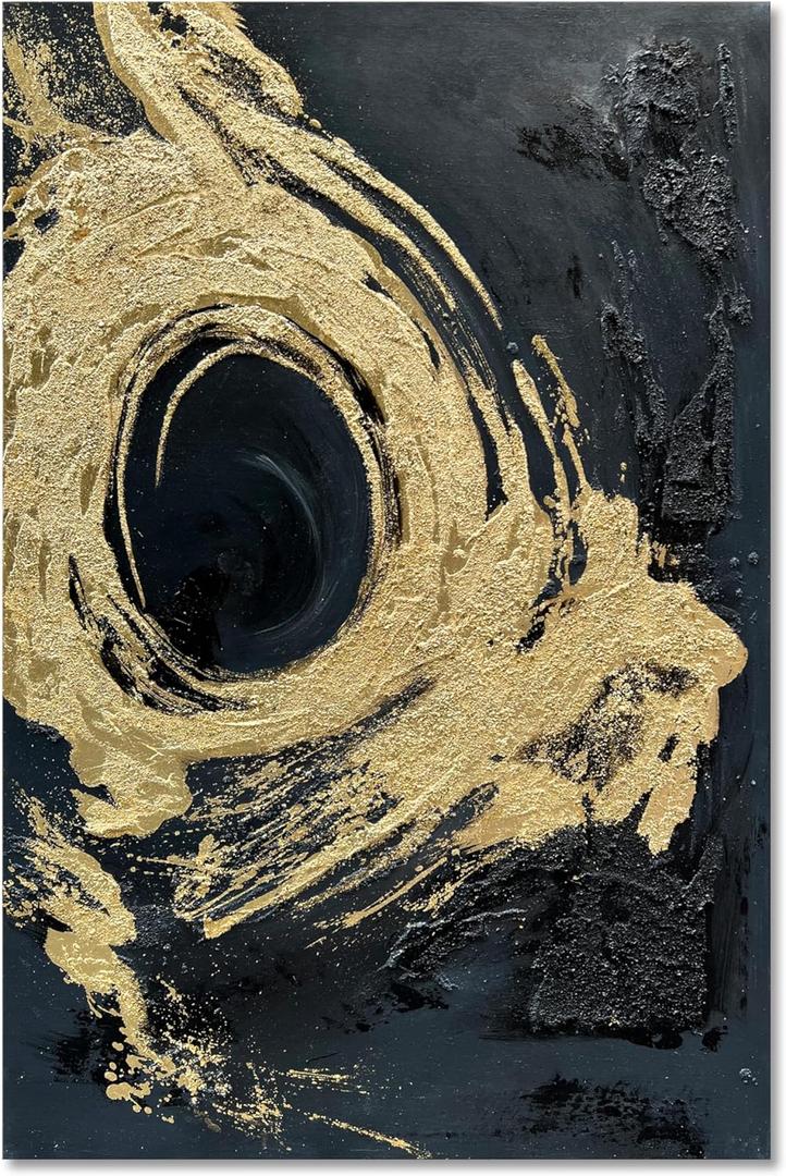 Art Hand-Painted Black and Gold Abstract Texture Oil Painting Modern Canvas Wall Art Deco 45x30 inches (Yi092) Art Hand-Painted Black and Gold Abstract Texture Oil Painting Modern Canvas Wall Art Deco 45x30 inches (Yi092)
