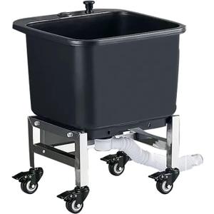 Freestanding Floor Commercial Mop Sink with Rollers, Plastic Mop Sink Service Basin with Drain Botton, Household Mop Buckets for Balcony Bathroom Kitchen Restaurant Business Outdoor