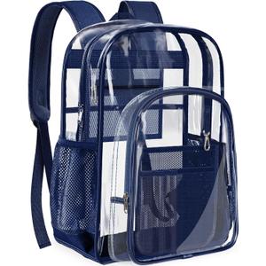 PAMANO Clear Backpack Transparent Heavy Duty School PVC Bookbag See Through Bag Boys and Girls for College Work Travel Security
