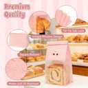Funcoo 50 Bakery Bags with Window, 5.1x3.9x11 Inches Paper Bread Bags, Tin Tie Tab Lock Cookie Bags Food Storage Bag for Snacks, Popcorn, Candies, 60 pcs Stickers Included