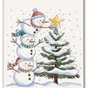 DNEULYR Winter Snowman Christmas Tree Wall Art Poster, Rustic Christmas Wall Decor, Holiday Winter Snowy Xmas Tree Snowman Poster Hanger Frame for Home Bedroom Living Room, 12x16 Inches (color9)