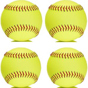 Yellow Sports Fastpitch Softballs, 11" Practice Softball Balls, Unmarked & Leather Covered Training Ball for Games, Practice and Training