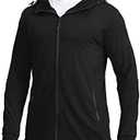 Sejuani Men's UPF 50+ Light Jacket Full Zip Sun Protection Hoodie Long Sleeve Sun Shirts for Men Hiking Fishing Zip Pockets, S, Black