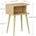 Natural Nightstand Set of 2, Small Bed Side Table for Small Spaces, Mid Century Modern Nightstand End Table with Open Storage, Side Table for Bedroom Living Room, MLBZ20Y-2
