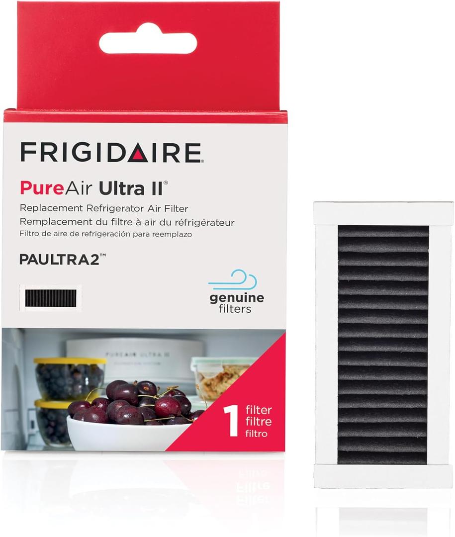 FRIGIDAIRE PAULTRA2 Pure Air Ultra II Refrigerator Air Filter with Carbon Technology to Absorb Food Odors, 3.8 Inch x 1.8 Inch, White, 1 Count