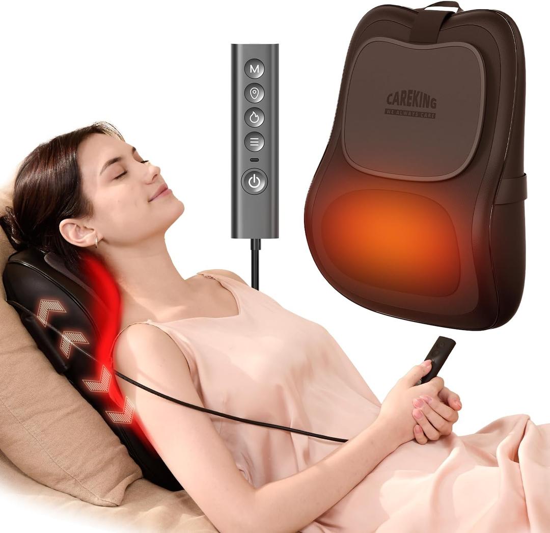 Back Massager With Heat,3D Shiatsu Kneading Massage Pillow,Gifts For Women Men Mom Husband,Up&Down Back Massager For Pain Relief,Lower Back Massager for Back,Shoulder,Neck,At Home Office Car(Brown)