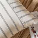 Caflife Boho Throw Pillow Covers 18x18 Set of 2 Soft Farmhouse Decorative Couch Pillow Cases Grey Striped Pillow Covers Neutral Cushion Covers for Sofa Bed Living Room Home Decor