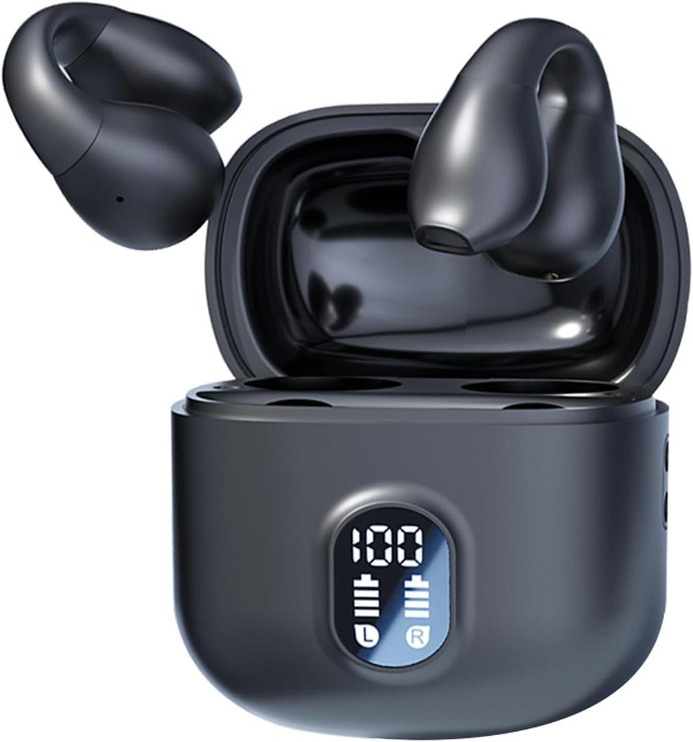 AI Language Translator Earbuds Translate Open Ear Clip On Buds Bluetooth Translation Translating Earbuds Real Time AI Bone Conduction Headphones Language Translation Earpiece Spanish Translator (Black)