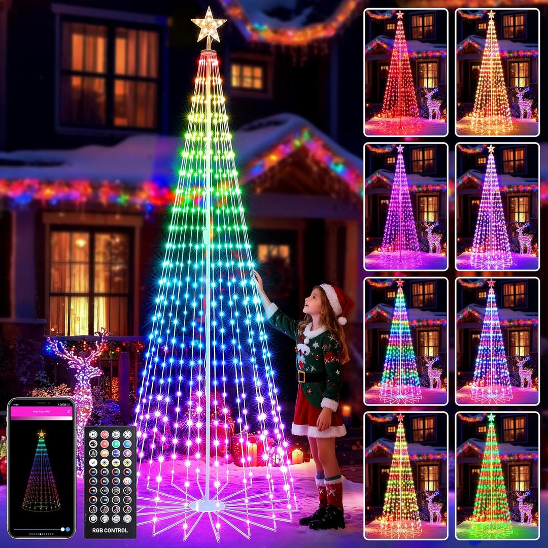 Joomer Christmas Tree Star Lights, 9FT 460LED Smart Orange Purple Light with Remote Timer Music Sync Bluetooth App Controlled RGB Color Changing Lights for Christmas Halloween Decoration