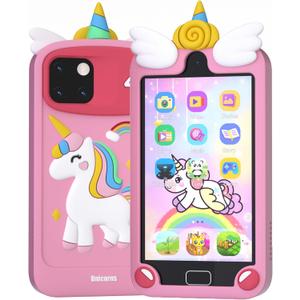 Kids Phone - Toddler Girl Toys for Age 3-12, Christmas Birthday Gifts for Girls, 4.0" Touchscreen Kids Smart Phone with Dual Cameras, Games, Music Player, 32GB Card, Toddler Learning Toys Cell Phone (Pink)