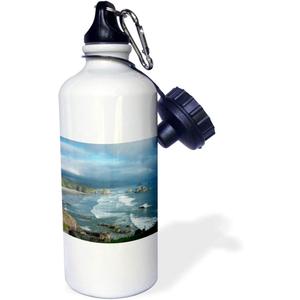 3dRose "The Oregon Coast & Cannon Beach From Ecola State Park Oregon. Sports" Water Bottle, 21 oz, Natural
