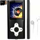 MP3 Player/Music Player with a 16 GB Micro SD Card Portable Digital Music Player/Video/Voice Record/FM Radio/E-Book Reader,Ultra Slim 1.8''Screen (Black)