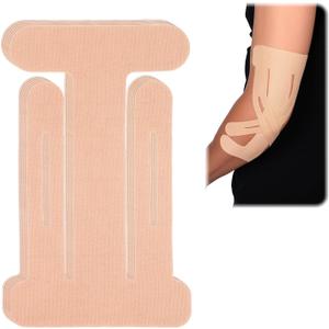 20 Count Pre-Cut Kinesiology Tape for Elbow, Precut Muscle Tapes Strips for Elbow Waterproof Breathable Hypoallergenic Latex-Free, Elastic Cotton Sports Athletic Tapes for Elbow Pain Relief & Support (Beige)