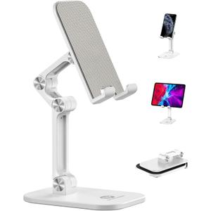 OCYCLONE Phone Stand, Adjustable Height and Angle Foldable Cell Phone Stand Holder for Desk, Taller iPhone Stand Compatible with 4.7"-13" Smartphones iPad Tablet, White