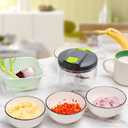 Manual Food Processors & Chopper with Cover and Handle, Manual Onion Chopper Slicer Cutter, Vegetable Chopper, Suitable for Garlic Carrots Onions Peppers Fruits Mincing.900ML (Green)