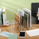 Ctosree Acrylic File Organizer for Desk Vertical 15 Compartments File Sorter Mail Organizer Desktop Countertop Folder Stand Racks for Office Home School Desk(Rectangle,Clear)