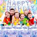 Winter Wonderland Party Tableware Set,Blue and Purple Snowflake Castle Plates,Disposable Snowflake Tableware Set,For Christmas Winter Wonderland Birthday Party Decorations