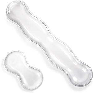 Gel Wrist Rest for Keyboard Clear Anti-Slip Mouse Pad Cute Ergonomic White Silicone Computer Wrist Rest Set for Keyboard Relieve Office Typing or Gaming Wrists Pain