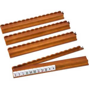 Wooden Mahjong Racks, One-Piece Pushers, Set of 4, 18.5 inches