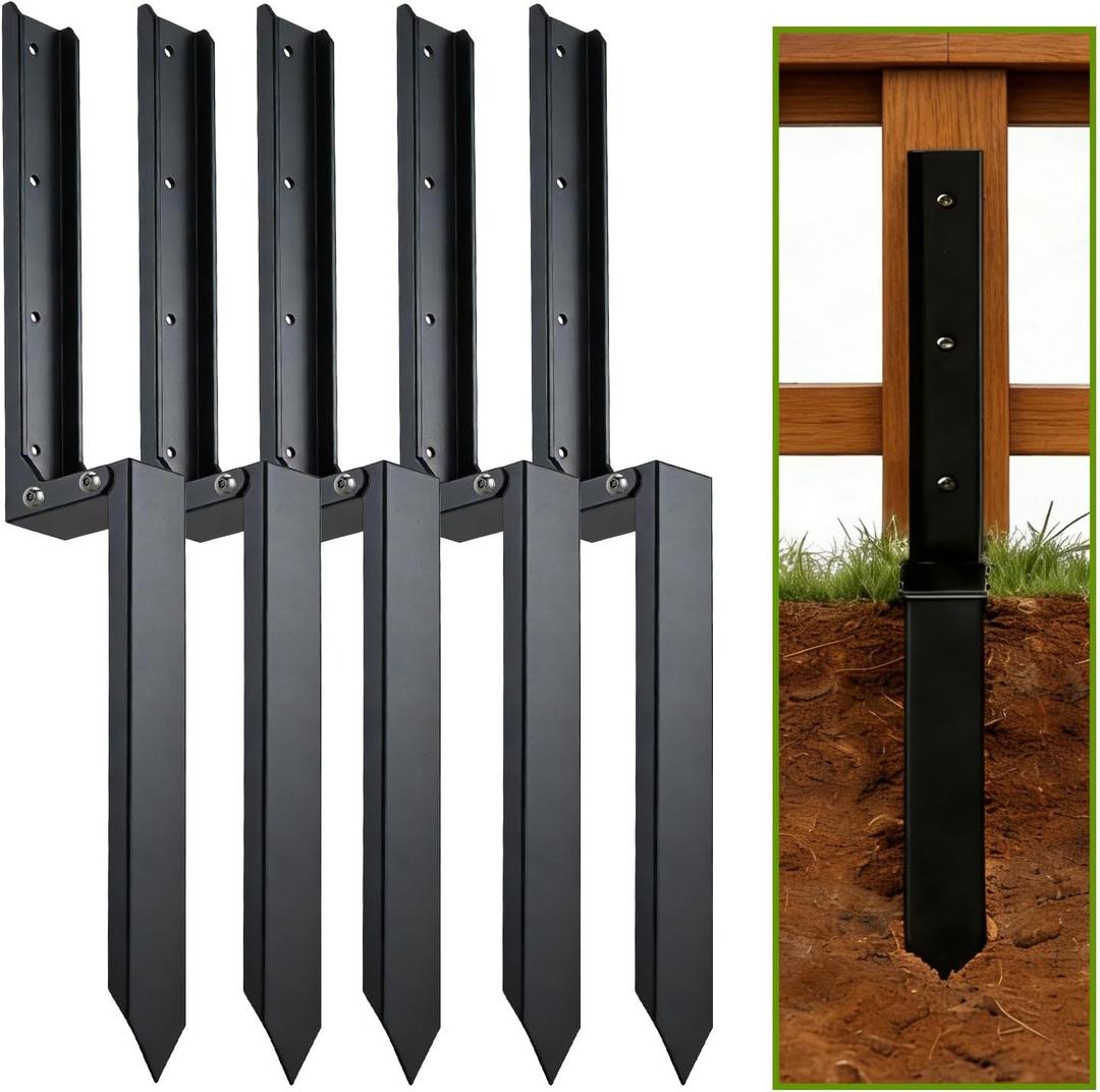 5PCS Fence Post Repair Kit, Heavy Duty Fence Posts Repair Stakes for Fix Wooden Broken Posts, Repair Tilted