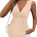 Babydoll Tops for Women 2026 Trendy Spring Summer Outfits Twist Front V Neck Peplum Flowy Tank Tops Dressy Casual
Size S