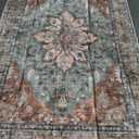 Area Rugs 6'x9' Washable Non-Slip, Floral Vintage Distress Print Pattern Medallion Carpet for Living Room Bedroom Dining Room, Brick Red Rust Neutral Brown Burnt Orange Green