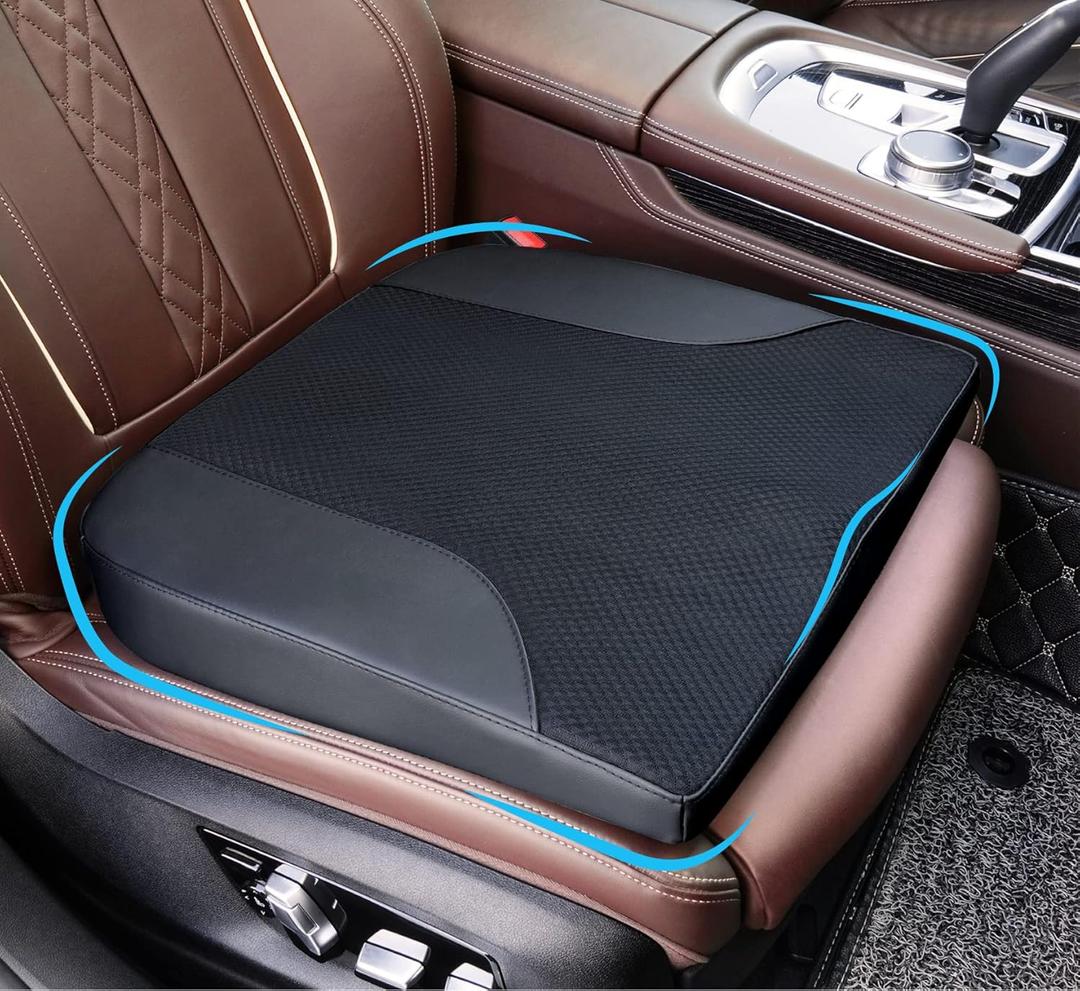Allaboutsla Car Seat Cushion, Car Seat Cushions for Driving with Comfort Memory Foam - Sciatica & Back Pain Relief, Suitable for Car, Truck, Office Chair (Black)