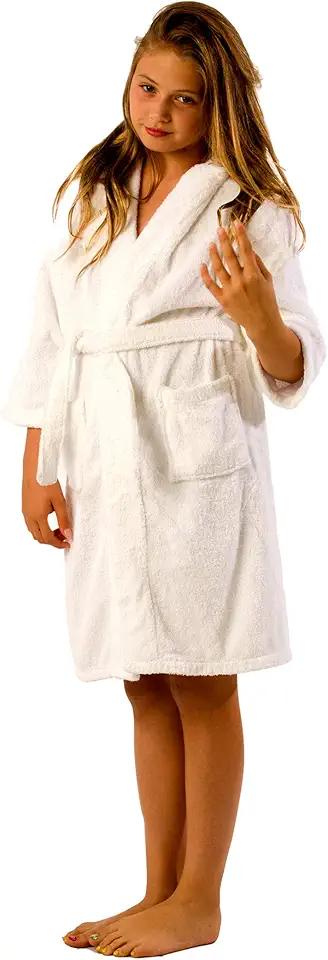 Microfiber Hooded Bathrobe Unisex - Full Length Sleeves Robe for Girls & Boys – Perfect Design Spa Cover Up for Gym Fitness Towel Robe – Comfortable & Durable White Teen Robe - Small