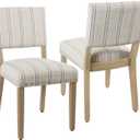 Homepop Home Decor | Upholstered Dining Chairs | Dining Chairs Set of 2 with Nailhead Trim | Decorative Home Furniture, Blue and White Stripes