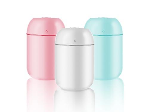 3 Pcs 330ml Small Cool Mist Humidifiers for Bedroom Indoor,Personal Mini Air Humidifier Easy Clean for Plants,Vaporizer for Congestion Portable,Desk Humidifiers for Office Bedside Nightstand Home