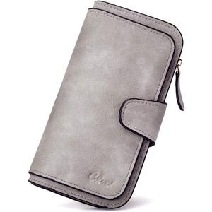 CLUCI Wallet For Women PU Leather RFID Blocking Womens Wallet Bifold Card Holder with ID Window Gifts for Women Birthday | RFID Blocking, Designer, Trifold, Card Holder, ID Window (vintage Two-toned Gray)