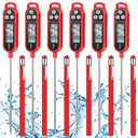 Copkim 6 Pcs Meat Thermometer Food Thermometer with Probe Water Liquid Instant Read Digital Thermometer Cooking Thermometer Supplies BBQ Kitchen Thermometer for Cooking Milk Yogurt (Red)