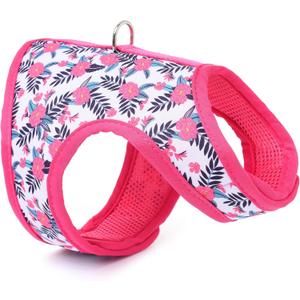 Mile High Life Dog Harness, Air Mesh Floral Vest Harness for 20 lbs Small Dogs & Cats, Easy Get on Adjustable Easy Closures Both Neck and Chest(Peony, XS Chest 14"-16")
