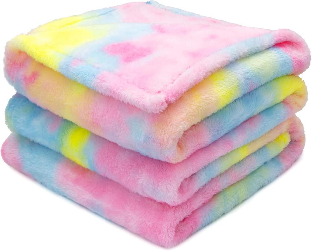 MUGD Soft Blankets Fleece Soft Fuzzy Throw Blanket Kids Warm Throw Blanket for Bed (Baby(40"x50"/ 100x130cm), Multi Rainbow)