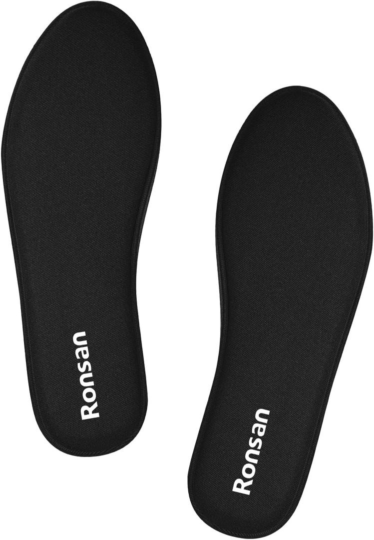 4 x Ronsan Memory Foam Insoles for Women - Comfort Replacement Shoe Inserts for Running Shoes, Sneaker, Work Boot, Hiking Shoes, Cushioned Shock Absorbin Shoe Insoles, Black US 8.5