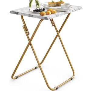HUANUO Folding TV Tray Table -Stable Tray Table with No Assembly Required, TV Dinner Tray for Eating, Foldable Snack Tables for Bed & Sofa (Marbling), 14.9 in X 18.8 in X 26 in