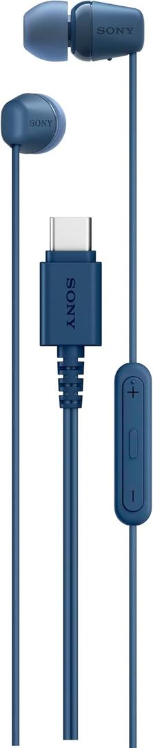 Sony IER-EX15C USB-C Plug, Wired in-Ear Headphones for iPhone and Android Phones, with Built-in Multi-Function Button, Volume and Mic Control, Supports USB Audio Class 1.0 Devices, Blue