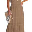 PRETTYGARDEN Women's Casual Summer Dress Spaghetti Strap Sleeveless High Waist Beach Long Maxi Sun Dresses (Dark Apricot, Small)