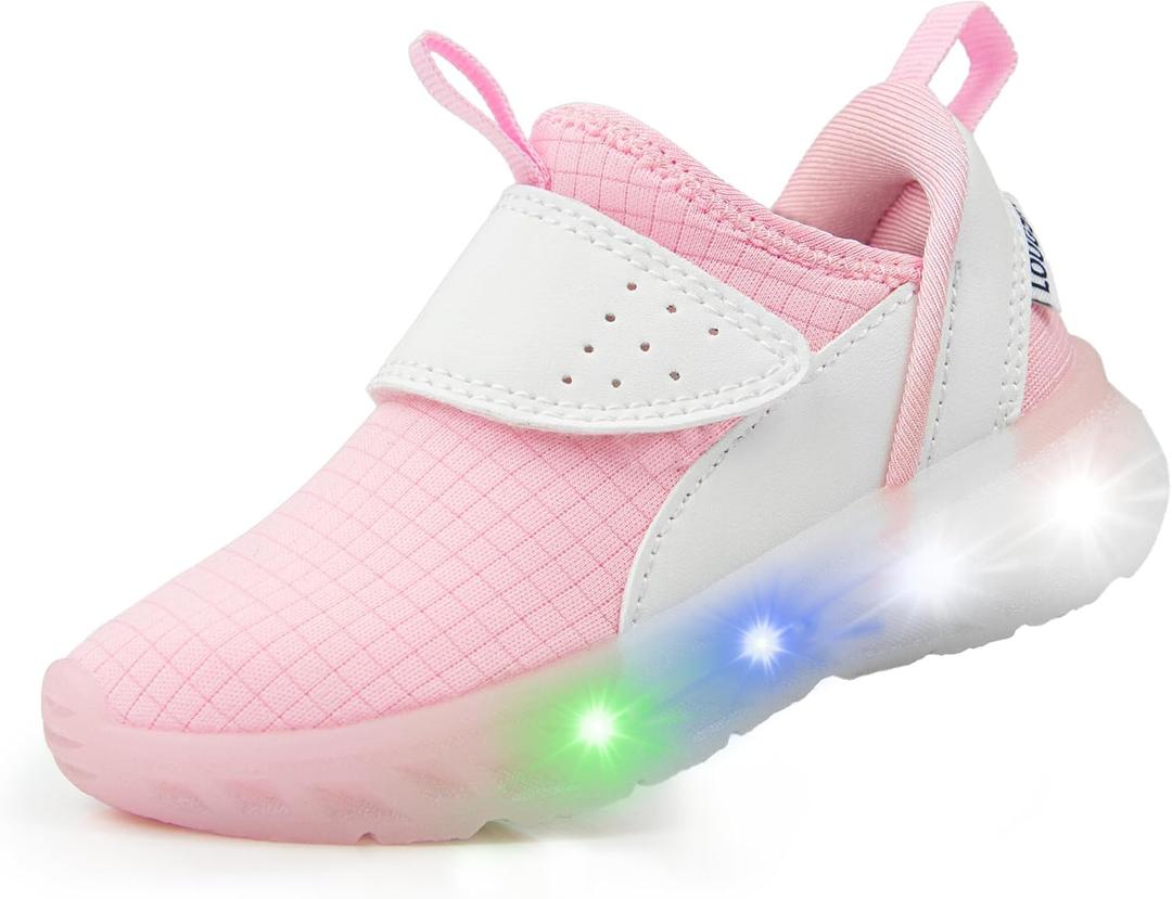 LOUGSIN Toddler Girls Light Up Shoes Led Flashing Running Sneakers for Toddler Pink 10