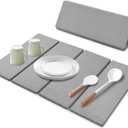 Large Stone Dish Drying Mat for Kitchen Counter, Dish Drying Mat, Fast Water-Absorbing, Diatomaceous Earth Non-Slip Stone Mat, Multi-Purpose Foldable Dish Drying Stone Mat, 24"(L)16"(W)