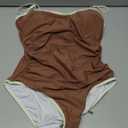 Eomenie Women's One Piece Swimsuit Tummy Control Slimming Bathing Suit Color Block Spaghetti Strap 1 Piece Swim Suit Swimwear (Large, Brown)